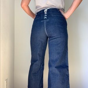 NWOT Madewell Back Lace Up Wide Leg Denim Crop 29